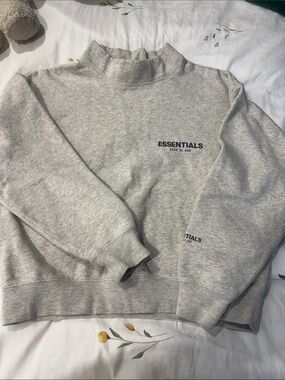 Fear of God Essentials Light Gray Turtleneck Sweatshirt